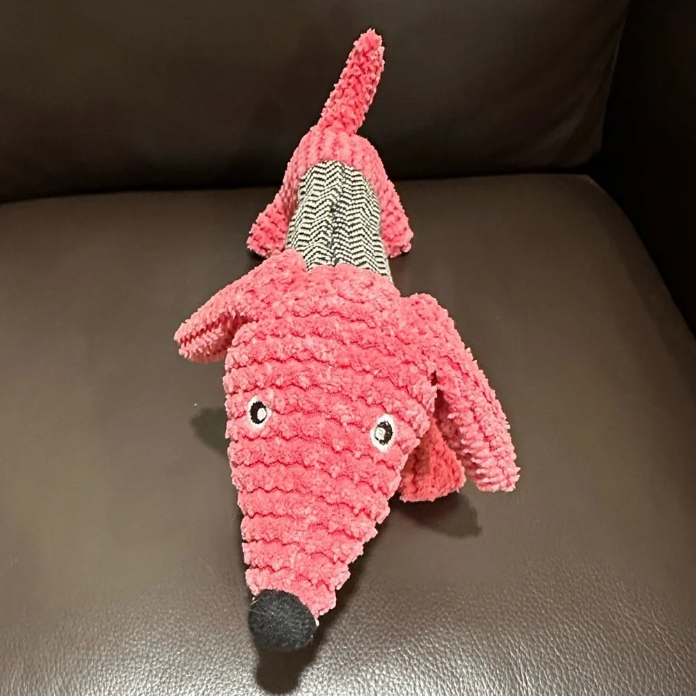 SQUEAKY TOY Cheerful Pink Black Dog Cat Plush Toy Terrycloth Soft Fabric